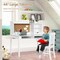 White Children's Study Desk with Chair and 3-Layer Adjustable Shelf Perfect Desk and Chair Set for Kids